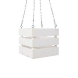 6 inch Wooden Vanda Basket with Hanger - White